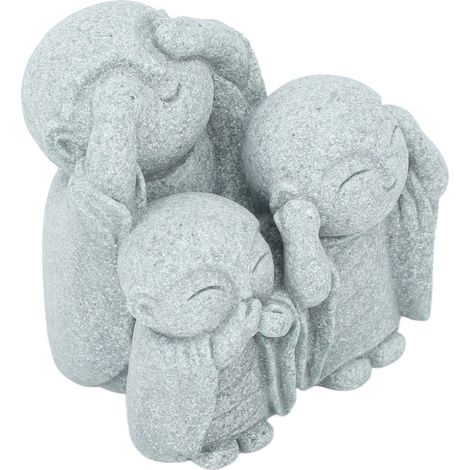 Mini statue de Bouddha moine en grès vert chinois, figurine mignonne de Bouddha, 3 petits moines, ornement pour aquarium, décoration pour la maison et le jardin, style 3 (1/5)