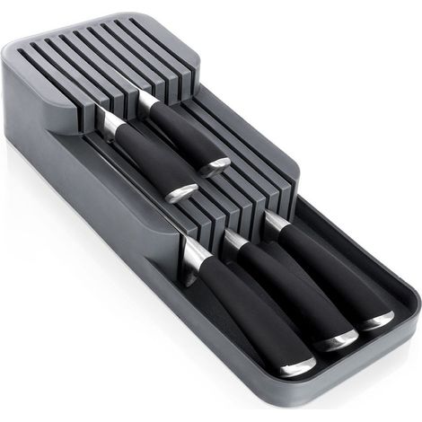 Organizador de cuchillos para cajón, gris, 39 x 14,5 x 7,5 cm (1/5)
