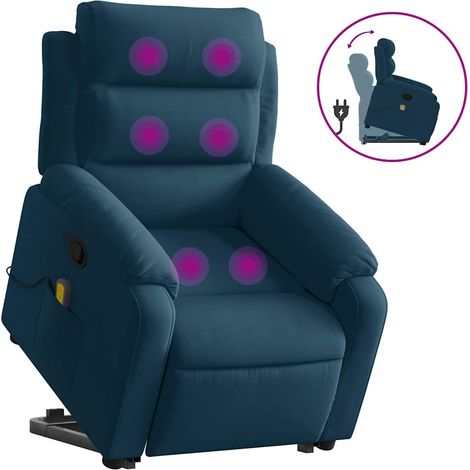 Maison Exclusive - Massagesessel mit Aufstehhilfe Blau Samt (1/5)