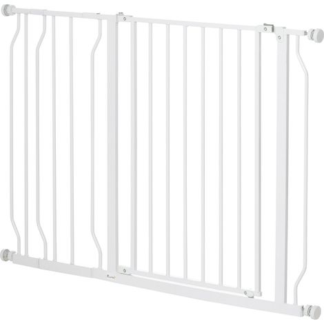 Cancelletto di Sicurezza per Cani Estensibile 75-115 cm per Scale e Porte in Acciaio e ABS Bianco (1/5)