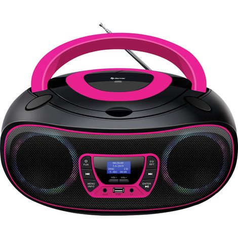 Denver TDB-212P CD-Radio DAB+, DAB, FM AUX, USB, Bluetooth®, CD   Schwarz, Pink
