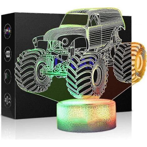 Veilleuses 3D Dercass pour enfants, lampe de nuit pour enfants, Monster Trucks pour B (1/5)