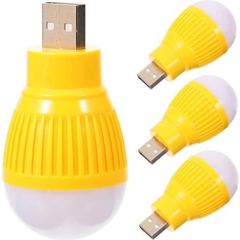 (4 pièces, jaune) Ampoules LED portables, mini lampes de secours USB d'extérieur, adaptées au bureau et à la maison (1/5)