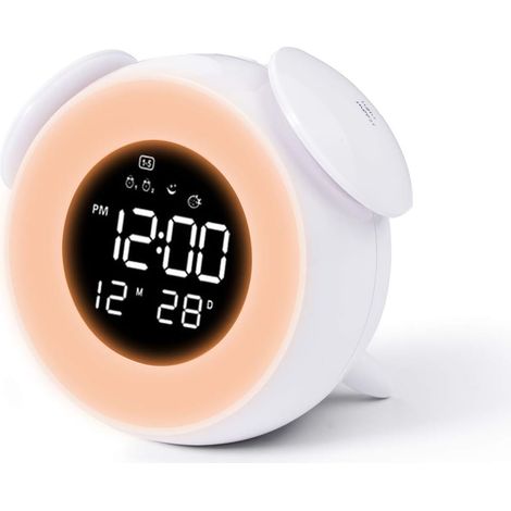 Réveil lumineux pour enfants, réveil numérique lampe de chevet Snooze Touch Control port de charge USB chambre d'enfant (blanc)-Fei Yu (1/5)