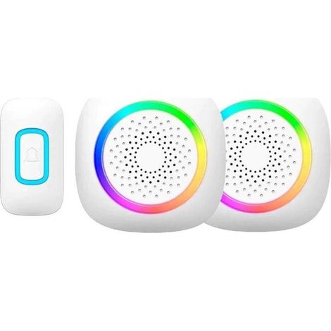 TrAdE Shop Traesio - Set 2 Campanelli Senza Fili Wireless 2 Ricevitori Luce Rgb 60 Melodie Rl-2r3995 - (1/5)