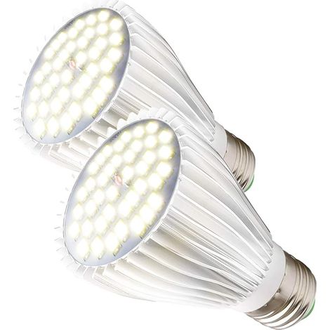 Lot de 2 lampes LED pour plantes - 30 W - Blanc lumière du jour - Spectre complet - E27 - Lampe de croissance à 40 LED - Pour serre, jardins intérieurs, plantes d'intérieur - Culture