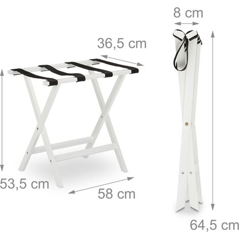Pratico portabagagli pieghevole per valigie 80 x 40 x 40 cm in bambù bianco 130003892