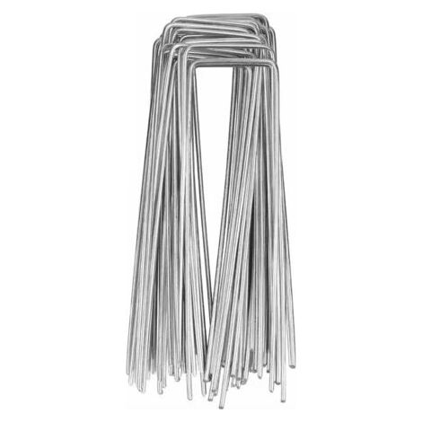 50er-Pack Zeltnägel, Bodenanker für Zelte, Gartenanker, 3 mm, 15 cm lang, Stahl, Silber (1/5)