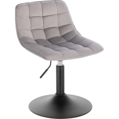 WOLTU Taburete con Respaldo Terciopelo Taburetes Cocina Regulable en Altura Taburete Giratorio Peluquería Sillas Bar Taburete de Escritorio Gris Claro 38-49.5 cm de Altura (1/5)