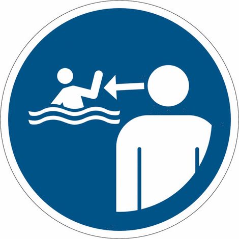 Cartelli di obbligo ISO 7010 "Tenere i bambini sotto sorveglianza nell'ambiente acquatico" - M054 - Numero Pezzi: 10 pezzi - Misura: 50mm x 50mm