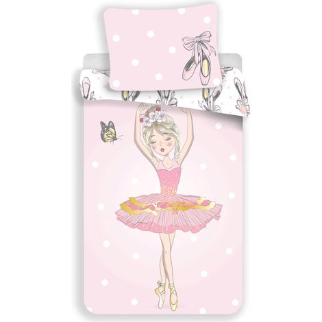 Parure de lit en coton "Ballerine" - Rose - 140 x 200 cm - Livraison gratuite (1/3)