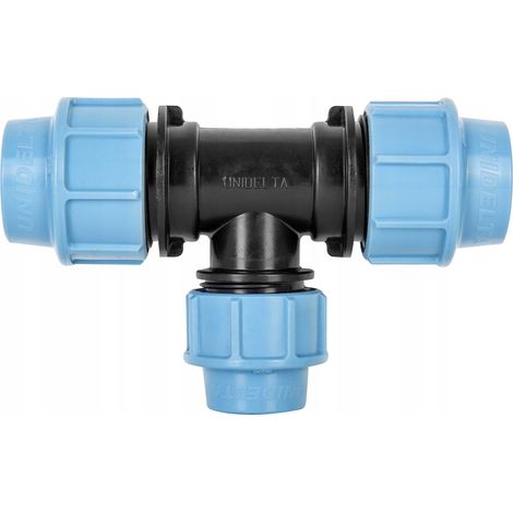 Raccord en T réducteur PE 32×20×32 - Noir/Bleu - Raccordement haut de gamme - Installation hydraulique (1/3)