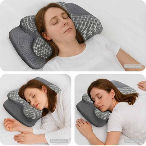 vidaXL Neck Pillow Grey Memory Foam 58 x 38 x 12 cm