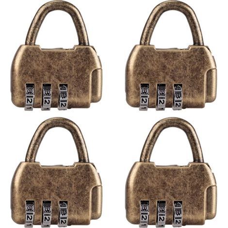 Lot de 4 mini cadenas à combinaison rétro pour journal intime, bagages, cadenas à code vintage (1/5)