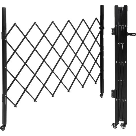 Porta di sicurezza pieghevole, design estensibile, ruote piroettanti a 360°, nera (1/2)