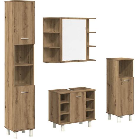 Maison Exclusive - 4-tlg. Badmöbel-Set Artisan-Eiche Holzwerkstof