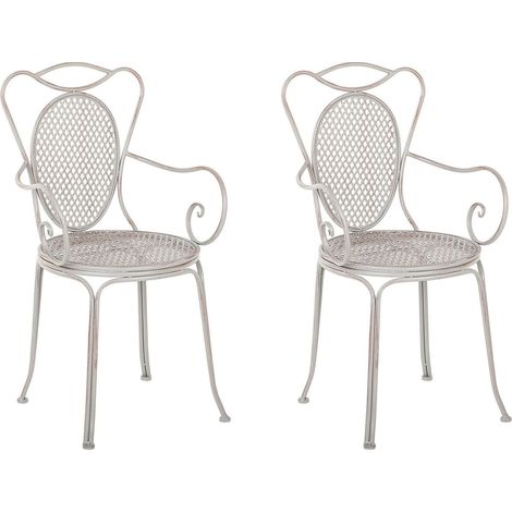 Set of 2 Garden Chairs CILENTO Metal Grey