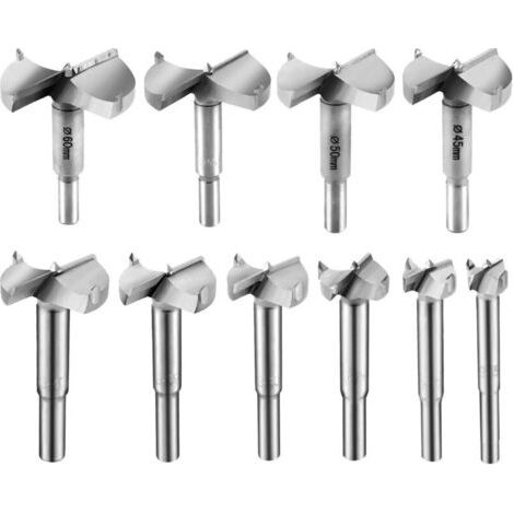 10 Pcs Meche Bois 15-60mm Fraise Bois Carbure Foret Bois Meche a Faconner Meche a Fraiser Bois Fraise Perceuse Bois 15mm 20mm 25mm 30mm 35mm 40mm 45mm 50mm 55mm 60mm (1/5)