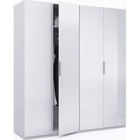 Armario ropero Madrid 4 Puertas Color Blanco Brillo, 180 cm Ancho 52 cm Profundo 200 cm Alto (1/5)