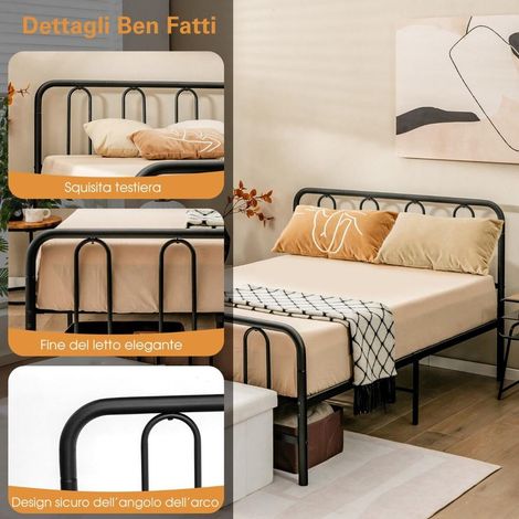 Cadre en acier stable pour un sommeil sans grincement, lit 2 places 140x190 cm pour chambre ou studio (1/5)
