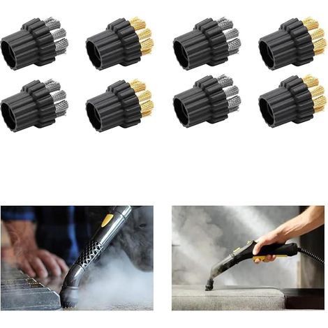 Juego de 8 cabezales de cepillo para mopa de vapor, cabezales de cepillo para mopa de vapor, accesorios para cabezales de cepillo, cabezales de mopa para limpieza a vapor, diámetro del orificio de 8 m (1/5)