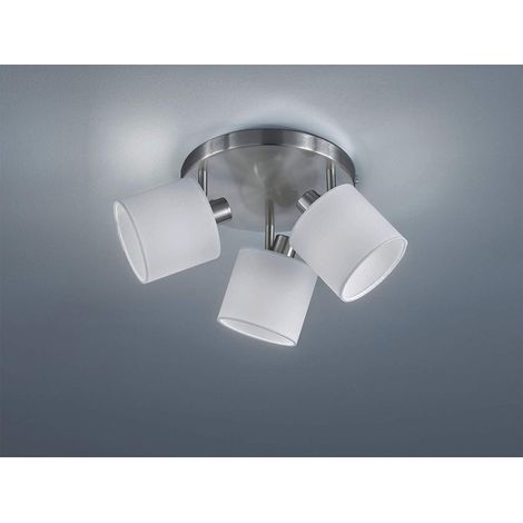 LED Deckenstrahler 3-flammig Silber & Stoffschirme Weiß, Ø 48cm (1/4)