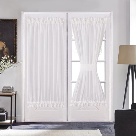 rideaux voilages cm - Design simple et avec embrasses pour portes vitrées 2 137x183 blancs (1/5)
