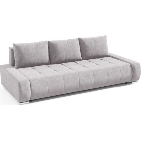 Sofa 3-Sitzer mit Schlaffunktion VOGAR Stoff Aston Silbergrau (1/4)