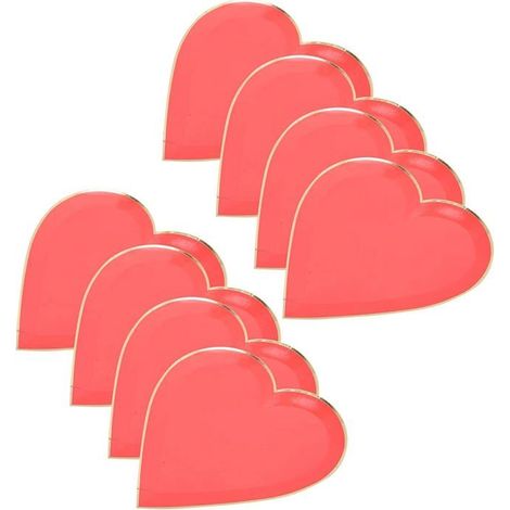 15 pièces Assiettes en papier, forme cœur, rouge vif, vaisselle jetable festive, idéale Saint-Valentin et mariages