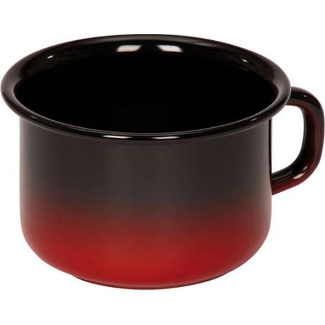 Riess Schale Kaffeeschale hoch Ø10cm 0,4 Liter Emaille rot/schwarz passend zu Lagerfeuerkessel