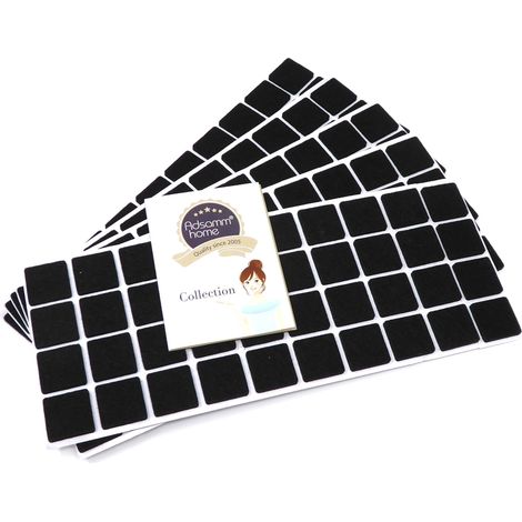 Adsamm® / 200 x feltrini autoadesivi/Nero / 25x25 mm/Quadrato/piedini per mobili in feltro da 3.5 mm di spessore/pad protettivi per arredi (1/4)