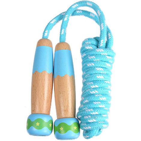 une Corde Sauter Bleue Rglable Pour Les Enfants, Une Corde Sauter Avec Un Manche En Bois De 270 Cm Et Une Corde Sauter En Coton Pour Les Enfant (1/5)