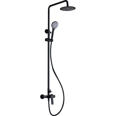 Columna para ducha fabricada en latón con un diseño moderno de acabado negro mate Luxor de Imex (1/4)