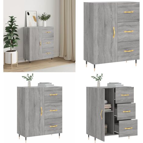 Sideboard Grau Sonoma 69,5x34x90 cm Holzwerkstoff - Schreibtisch - Wohnzimmermöbel - Sideboard - Grau Sideboard - Holzschrank - Home & Living (1/5)