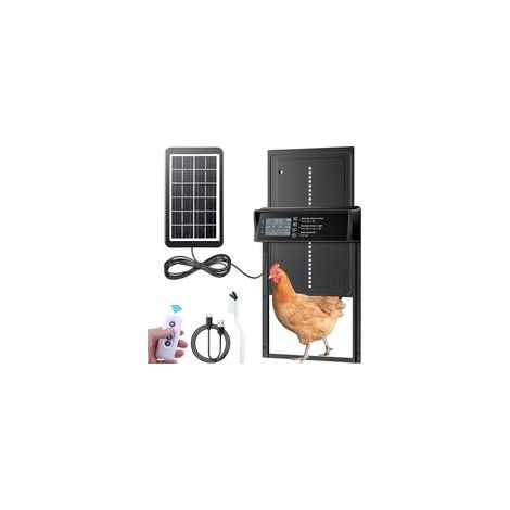 Trappe Solaire pour Poulailler, avec caractéristiques : Minuterie, Automatique, LED, Solaire, Porte