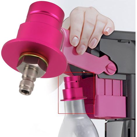 Adaptateur CO2 8 mm, connexion rapide au distributeur d'eau gazeuse, grand réservoir de CO2 (violet) compatible avec les distributeurs d'eau gazeuse. (1/5)