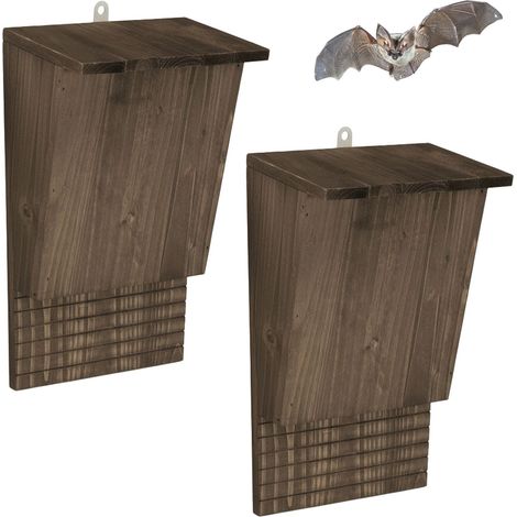 Caja de madera para murciélagos, paquete de 2, para uso en exteriores