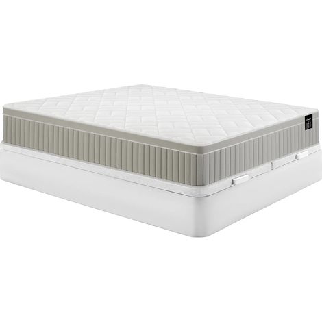 Ensemble 180 x 200 cm sommier coffre blanc + matelas mousse et gel à mémoire de forme 7 zones ép 22cm - SOMIRA de YSMÉE (1/5)