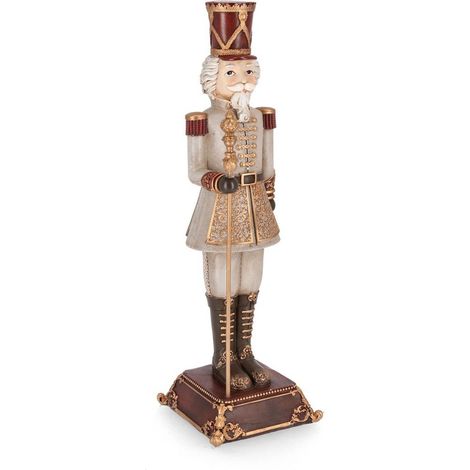 Statuetta decorativa in poliresina Soldatino schiaccianoci "Edwyn" natalizio h 42 cm -Oro-Rosso (1/2)