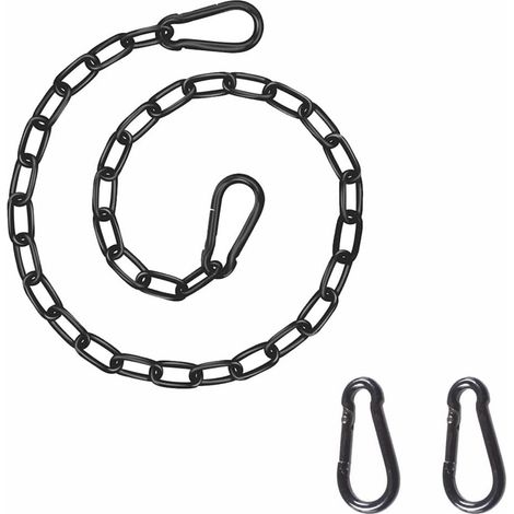 Chaîne de suspension robuste de 80 cm, maillons d'extension en fer noir avec double mousqueton, pour balancelle de jardin, sac de frappe, pare-soleil extérieur, matériel de fixation de (1/5)