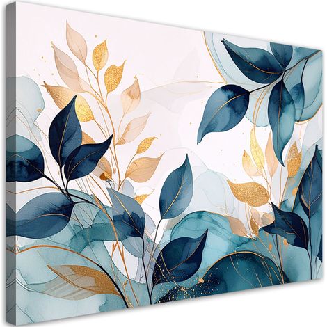 Image sur Toile, Feuilles turquoise de plantes nature,30x20 (1/4)