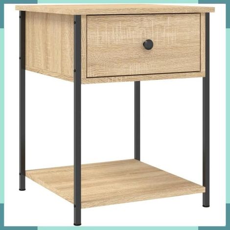 Tables de chevet - 825846 - chêne sonoma - bois d'ingénierie & fer - 44x45x58 cm (1/5)