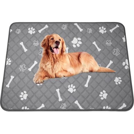 Coussin pour chien, tapis pour animaux de compagnie, polyester doux, design élégant, antidérapant, 60 x 90 cm, gris et blanc (1/5)