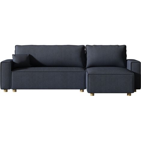 Divano angolare trasformabile in velluto a coste blu COSY