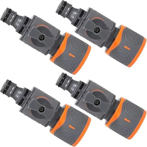4 Pièces Raccord Tuyau d'arrosage, Matériau ABS Raccord Tuyau Arrosage, Durable Embout Tuyaux Arrosage avec Vanne de Régulation, pour Réguler et Couper en Continu Le Débit d'eau (1/5)