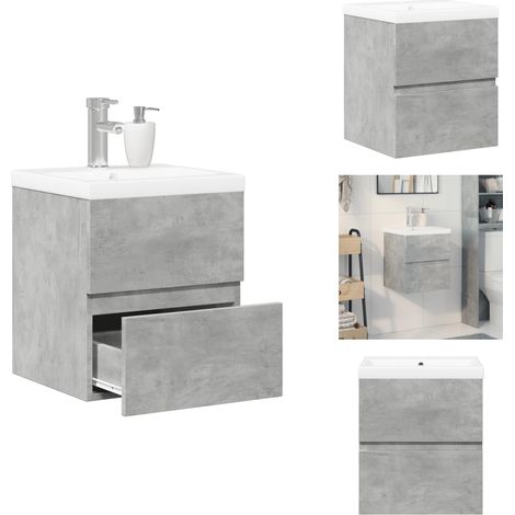 Ensemble de meubles de salle de bain 2 pcs gris béton - Ensemble De Meubles De Salle De Bain - Ensembles De Meubles De Salle De Bain - Armoire De Salle De Bain - Armoire De Rangement De Salle De Bain (1/5)