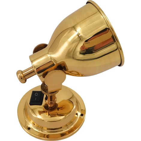 Marine LED Gold Bulkhead Reading Lamp with Swivel Switch, Brass, 5W, Marine Yacht Accessories - 982 - Bulkhead Reading Lamp (1/3)