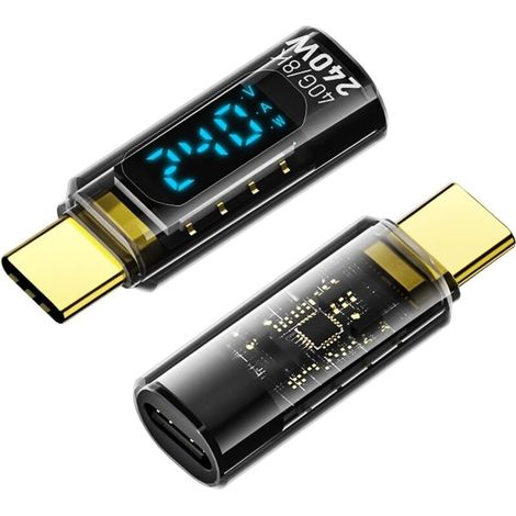 Lot de 2 adaptateurs USB C vers USB C 40 Gbps 48 V/5 A - Écran LED de type C - Pour iPhone 15/15 Pro/15 Pro Max, Samsung Galaxy S23/S22 (1/4)