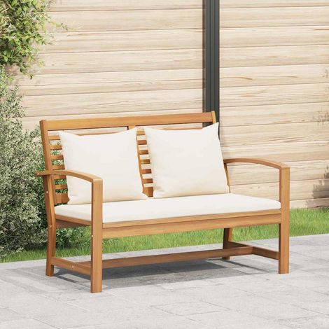 Bank Braun und Creme 110 x 66 x 76 cm Massivholz Teak