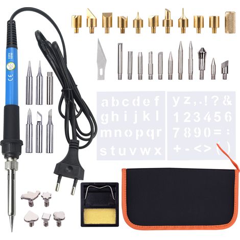 Kit d'outils de combustion du bois 39 pièces Stylo pyrogravure Température réglable de 200 à 450 ℃ pour les adultes débutants Sculpture Gaufrage Soudure (1/5)